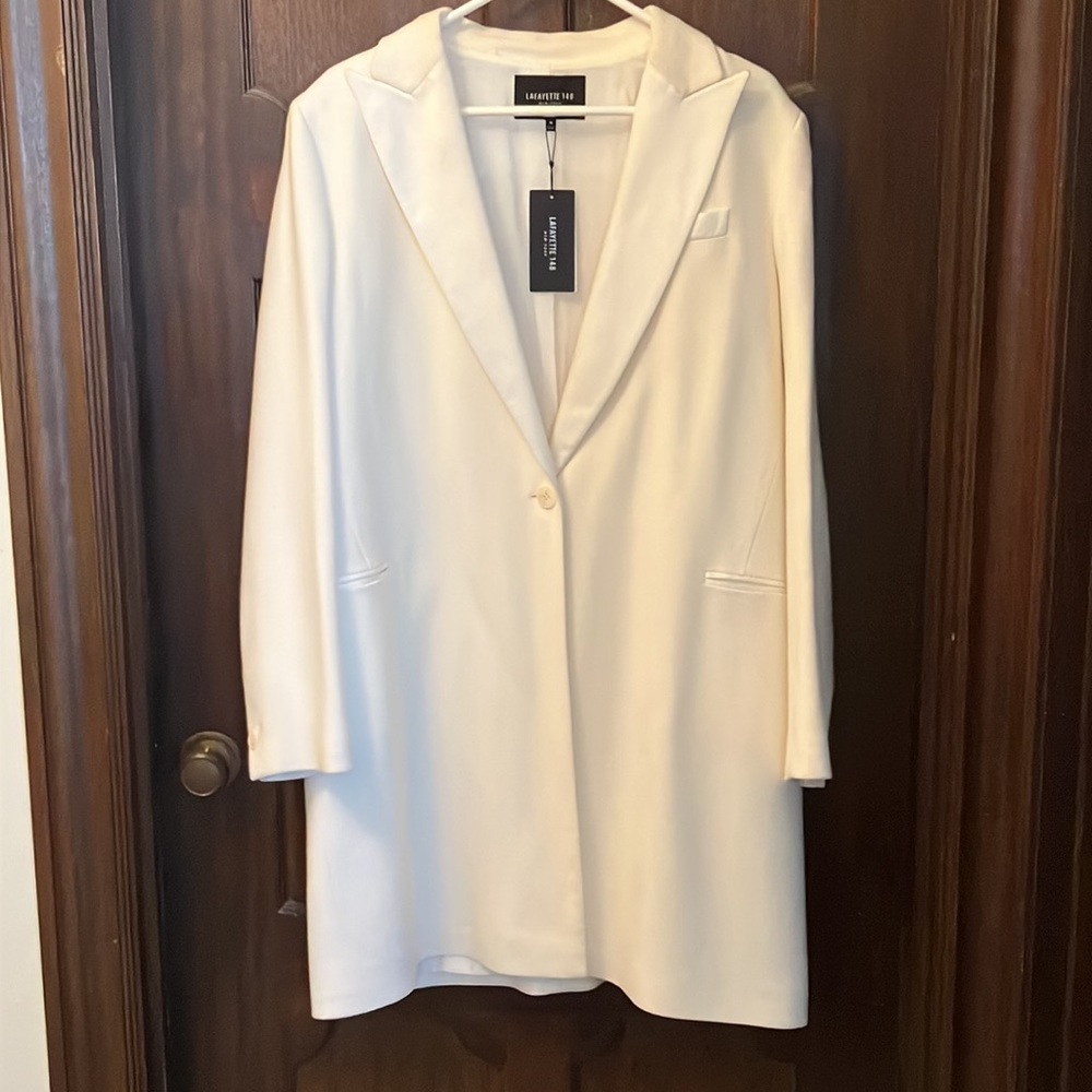 Lafayette 148 New York Cream White Blazer Tailored Professional
